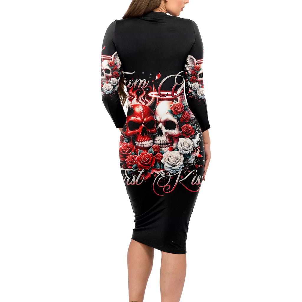 Couple Skull Long Sleeve Bodycon Dress From Our First Kiss