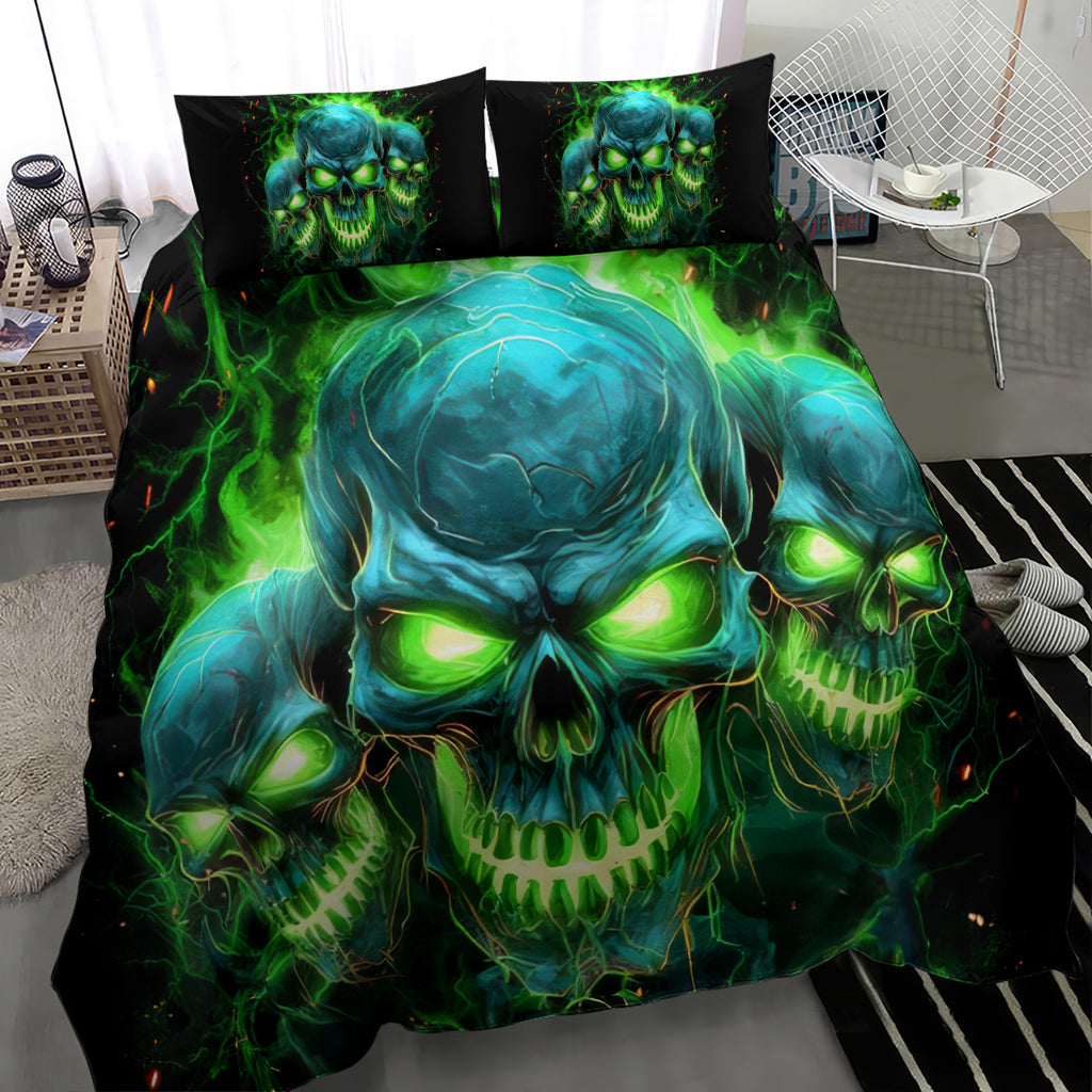 Flame Skull Bedding Set I'm Never Alone My Demons Are Wit Me 24/7