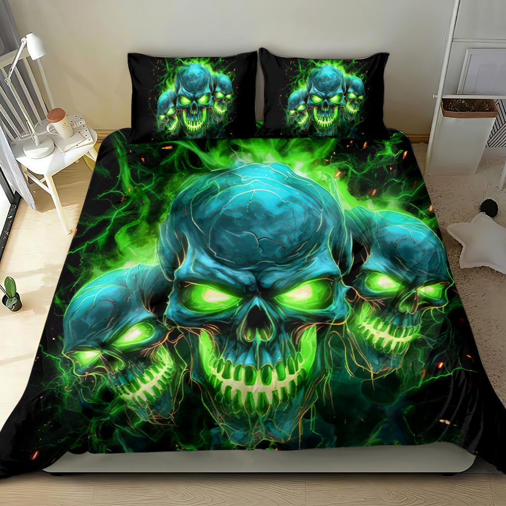 Flame Skull Bedding Set I'm Never Alone My Demons Are Wit Me 24/7