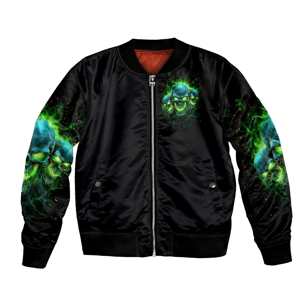 Flame Skull Bomber Jacket I'm Never Alone My Demons Are Wit Me 24/7