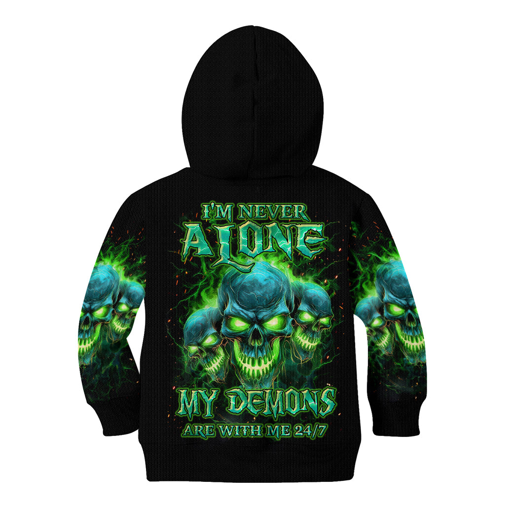 Flame Skull Kid Hoodie I'm Never Alone My Demons Are Wit Me 24/7
