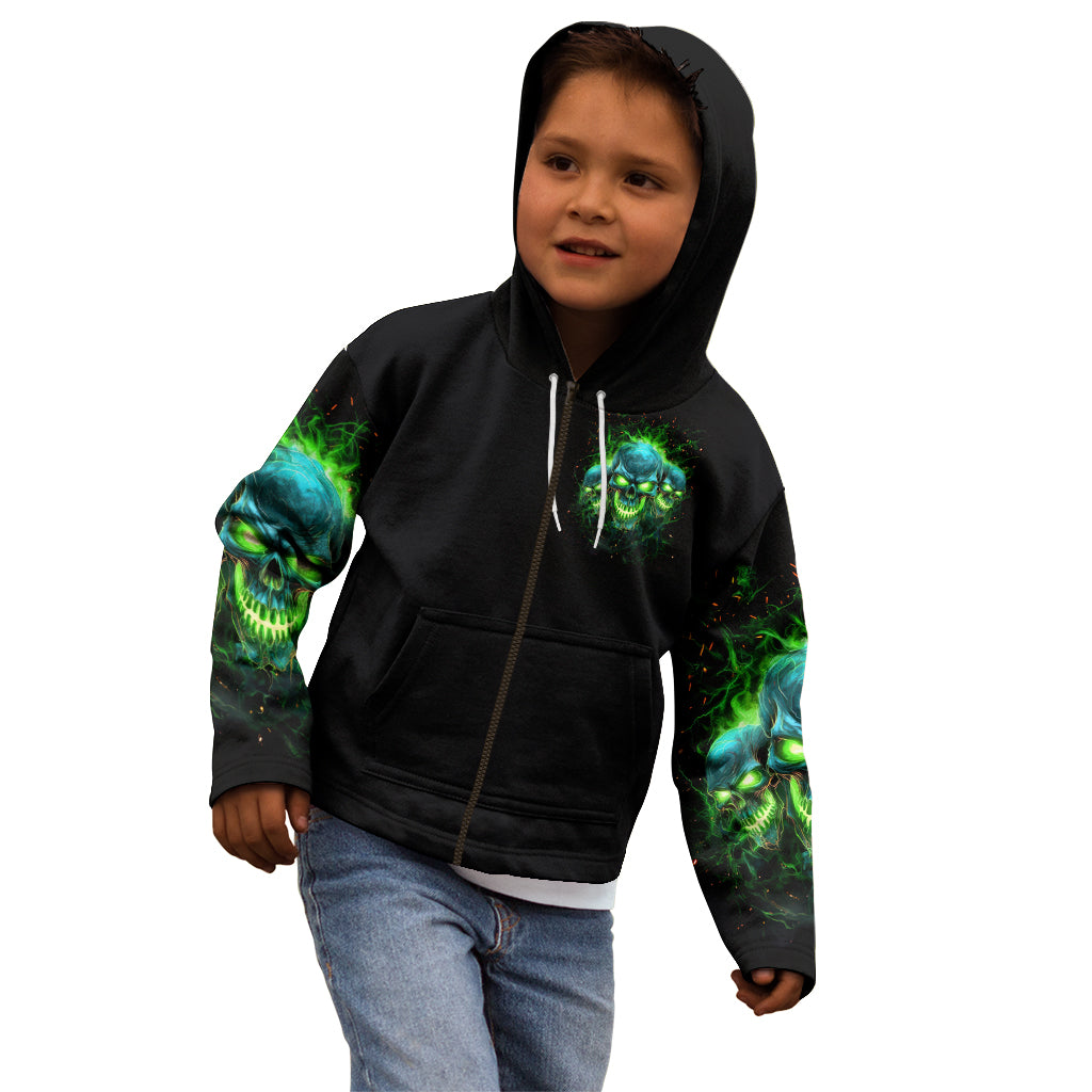 Flame Skull Kid Hoodie I'm Never Alone My Demons Are Wit Me 24/7