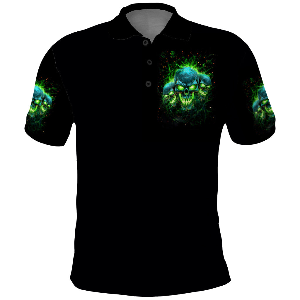 Flame Skull Polo Shirt I'm Never Alone My Demons Are Wit Me 24/7
