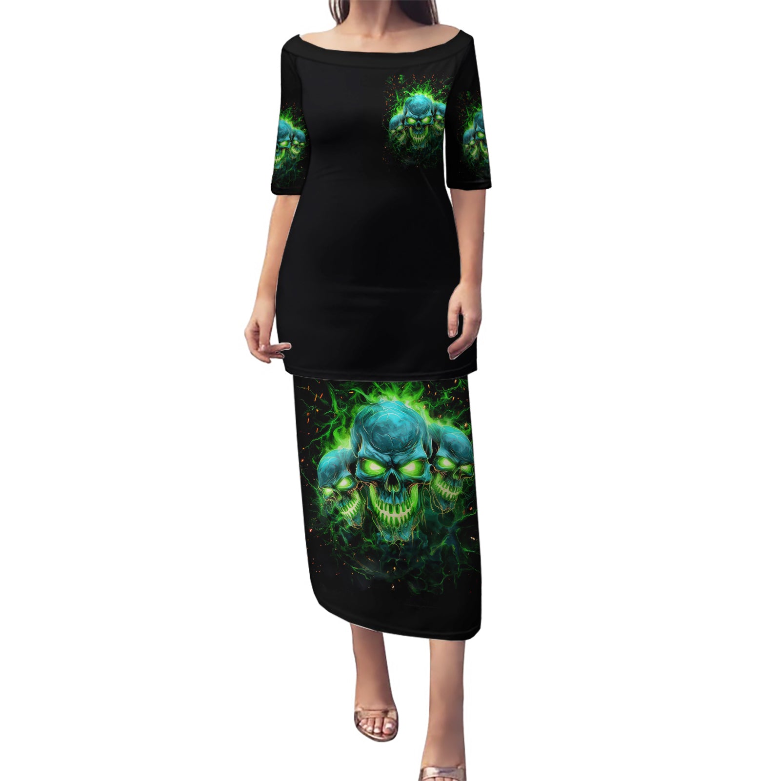 Flame Skull Puletasi I'm Never Alone My Demons Are Wit Me 24/7