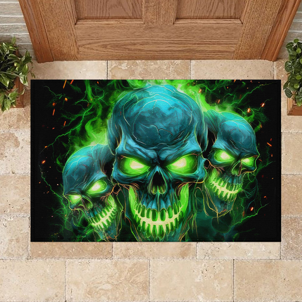 Flame Skull Rubber Doormat I'm Never Alone My Demons Are Wit Me 24/7