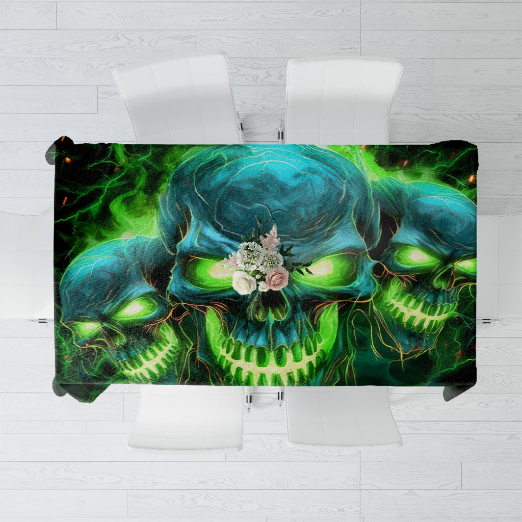 Flame Skull Tablecloth I'm Never Alone My Demons Are Wit Me 24/7