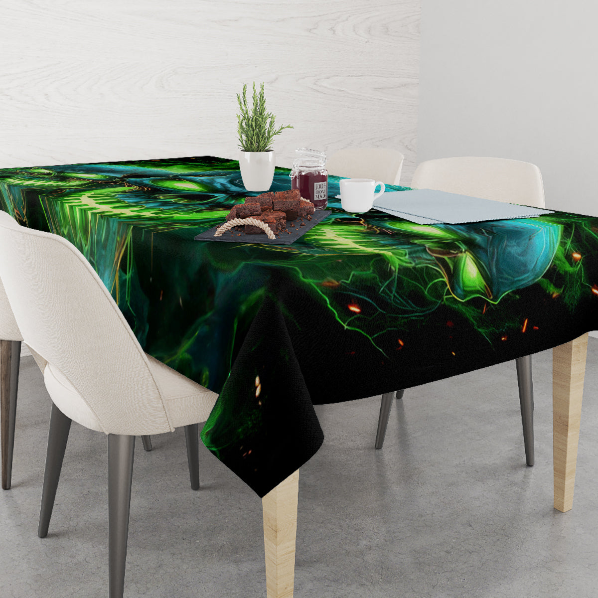 Flame Skull Tablecloth I'm Never Alone My Demons Are Wit Me 24/7