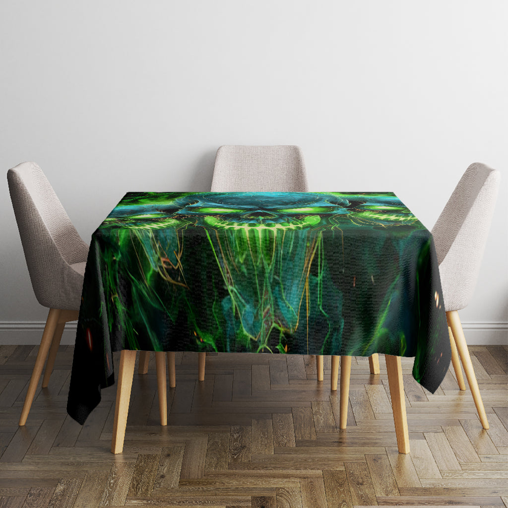 Flame Skull Tablecloth I'm Never Alone My Demons Are Wit Me 24/7