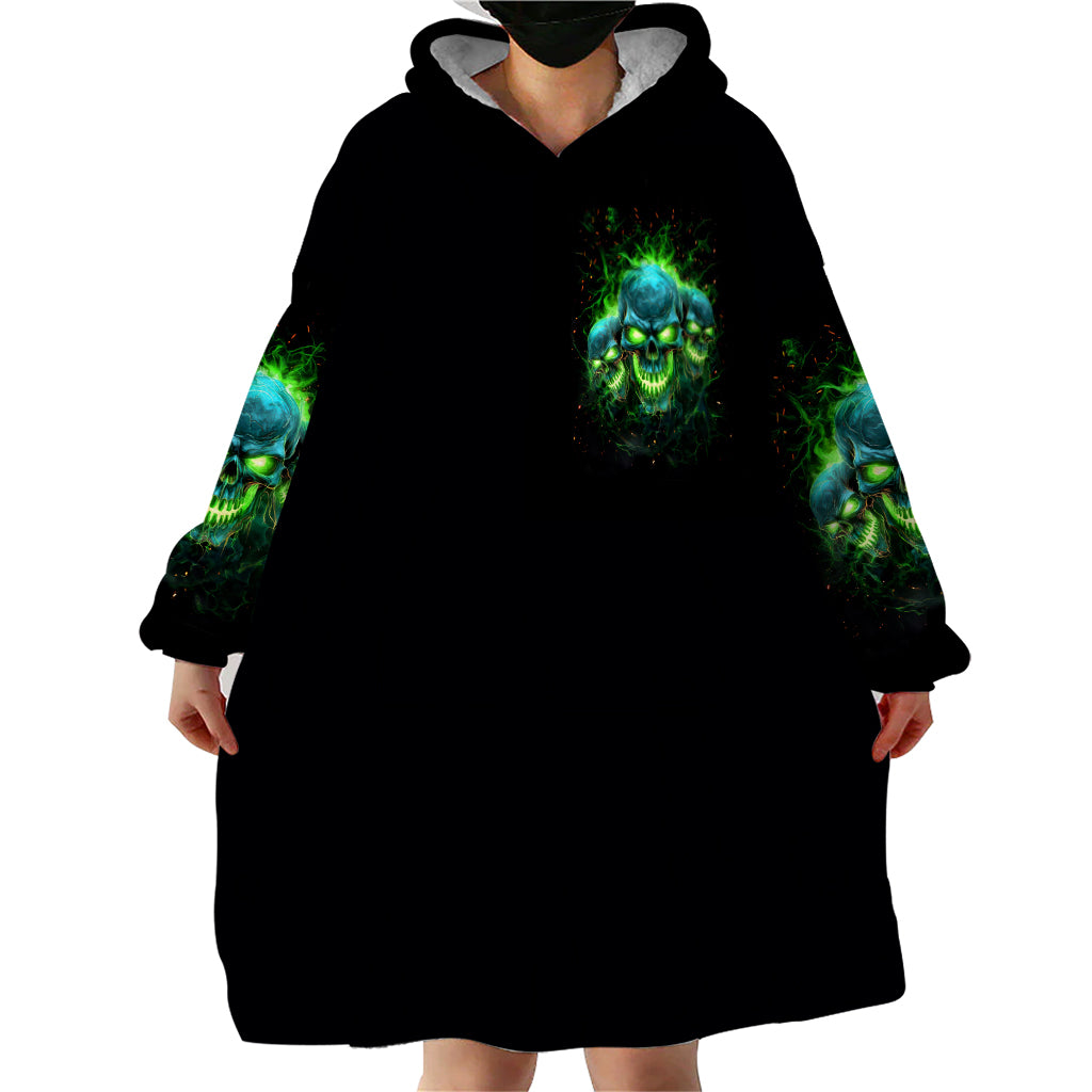Flame Skull Wearable Blanket Hoodie I'm Never Alone My Demons Are Wit Me 24/7