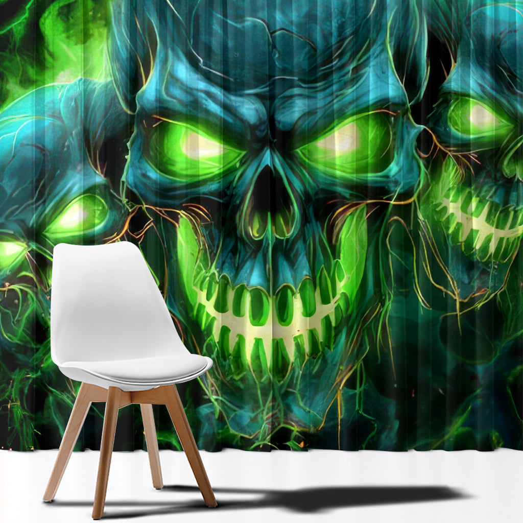 Flame Skull Window Curtain I'm Never Alone My Demons Are Wit Me 24/7
