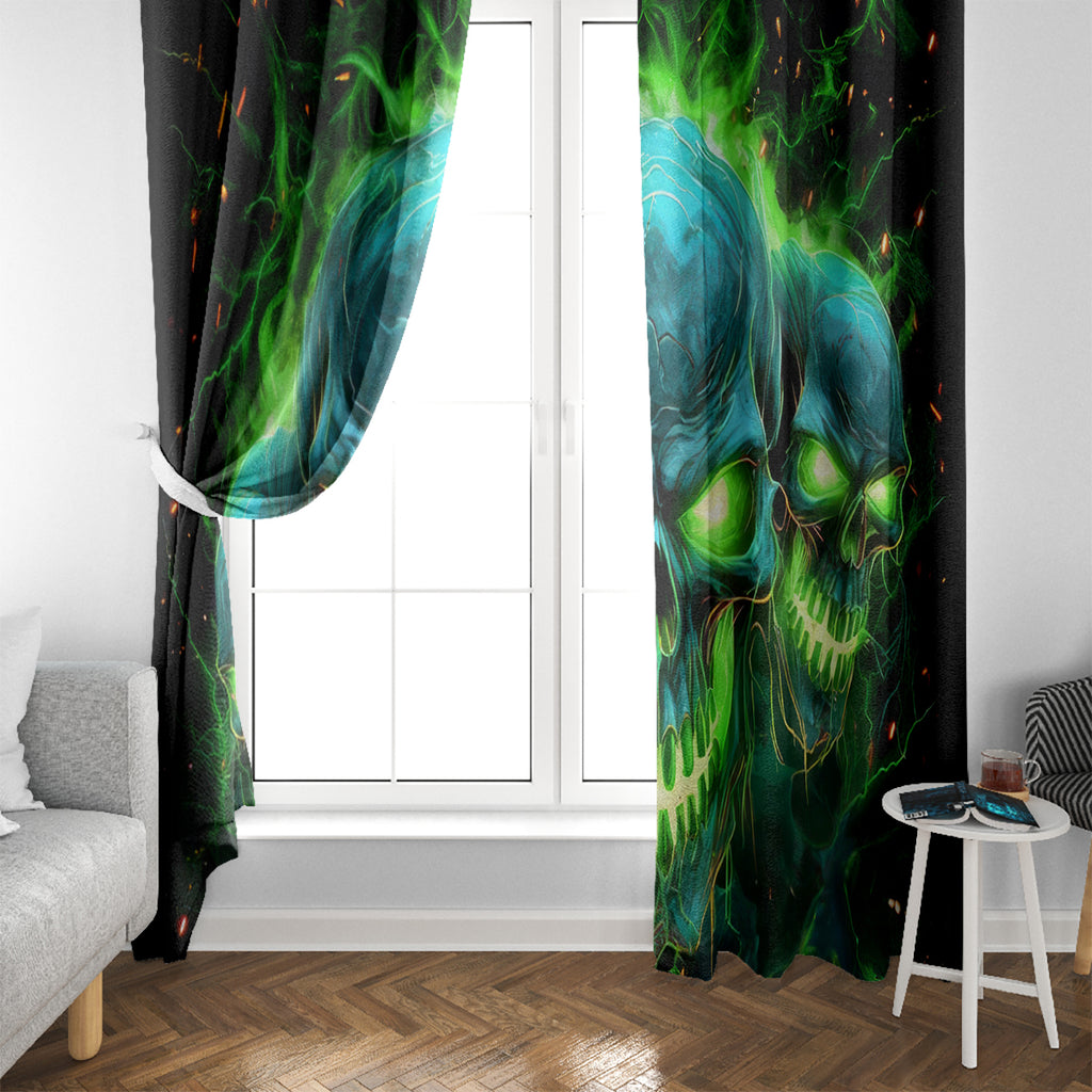 Flame Skull Window Curtain I'm Never Alone My Demons Are Wit Me 24/7