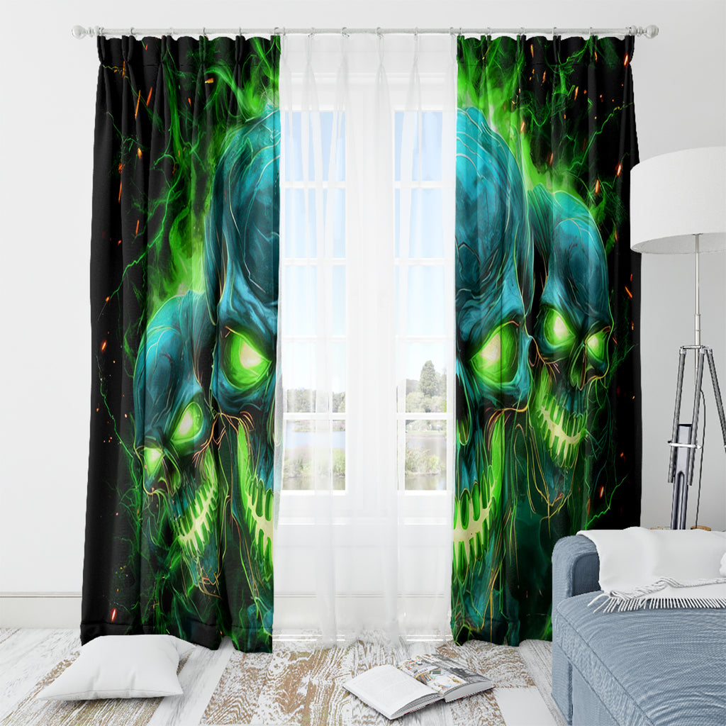 Flame Skull Window Curtain I'm Never Alone My Demons Are Wit Me 24/7