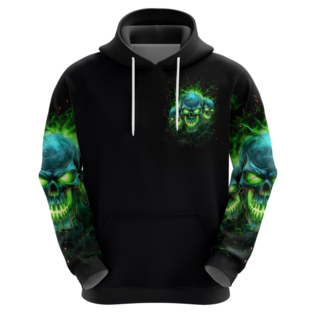 Flame Skull Zip Hoodie I'm Never Alone My Demons Are Wit Me 24/7