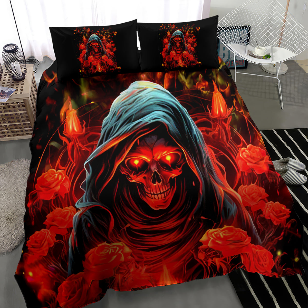 Rose Skull Bedding Set Iam Sweet Girl But If You Piss Me Off