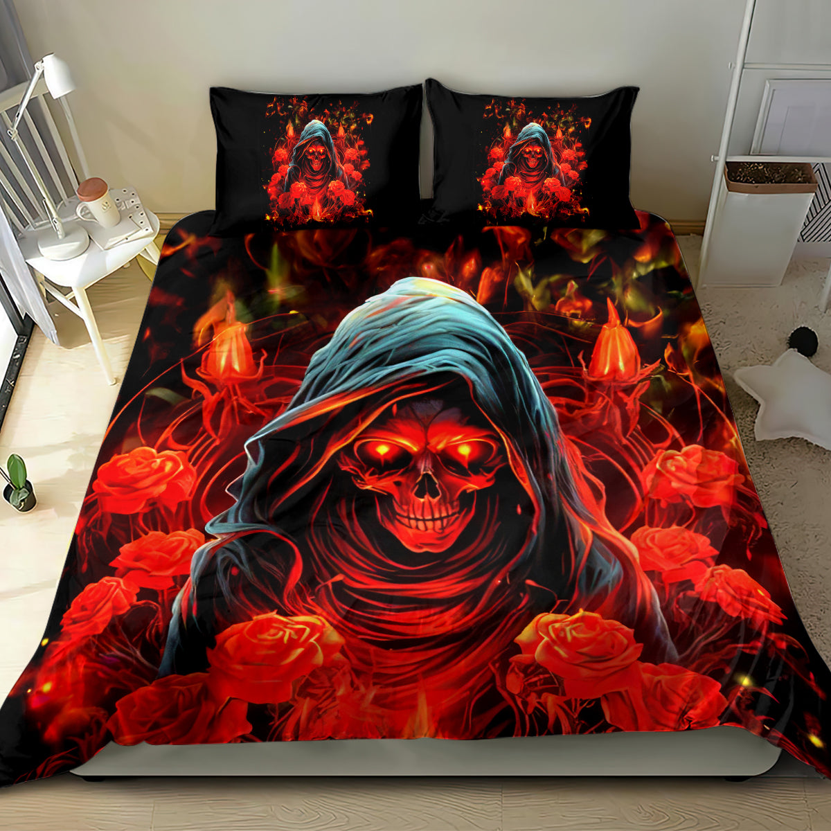 Rose Skull Bedding Set Iam Sweet Girl But If You Piss Me Off