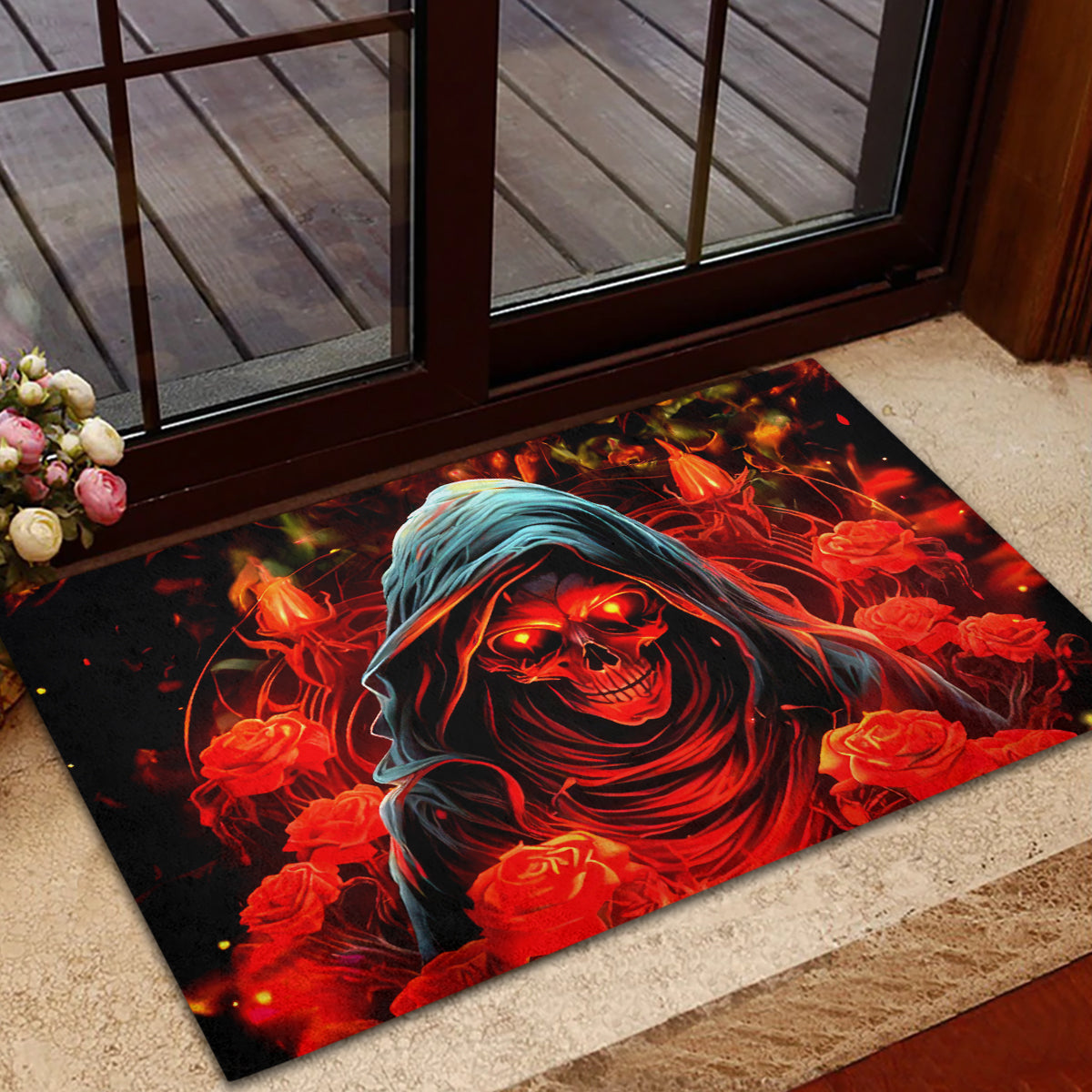 Rose Skull Rubber Doormat Iam Sweet Girl But If You Piss Me Off