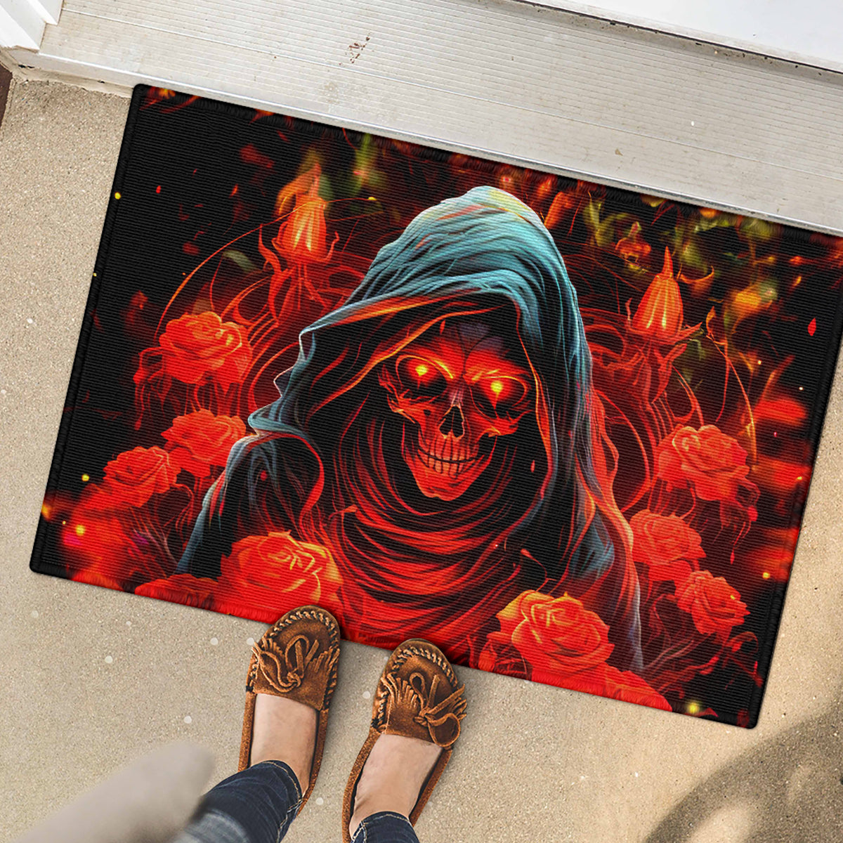 Rose Skull Rubber Doormat Iam Sweet Girl But If You Piss Me Off