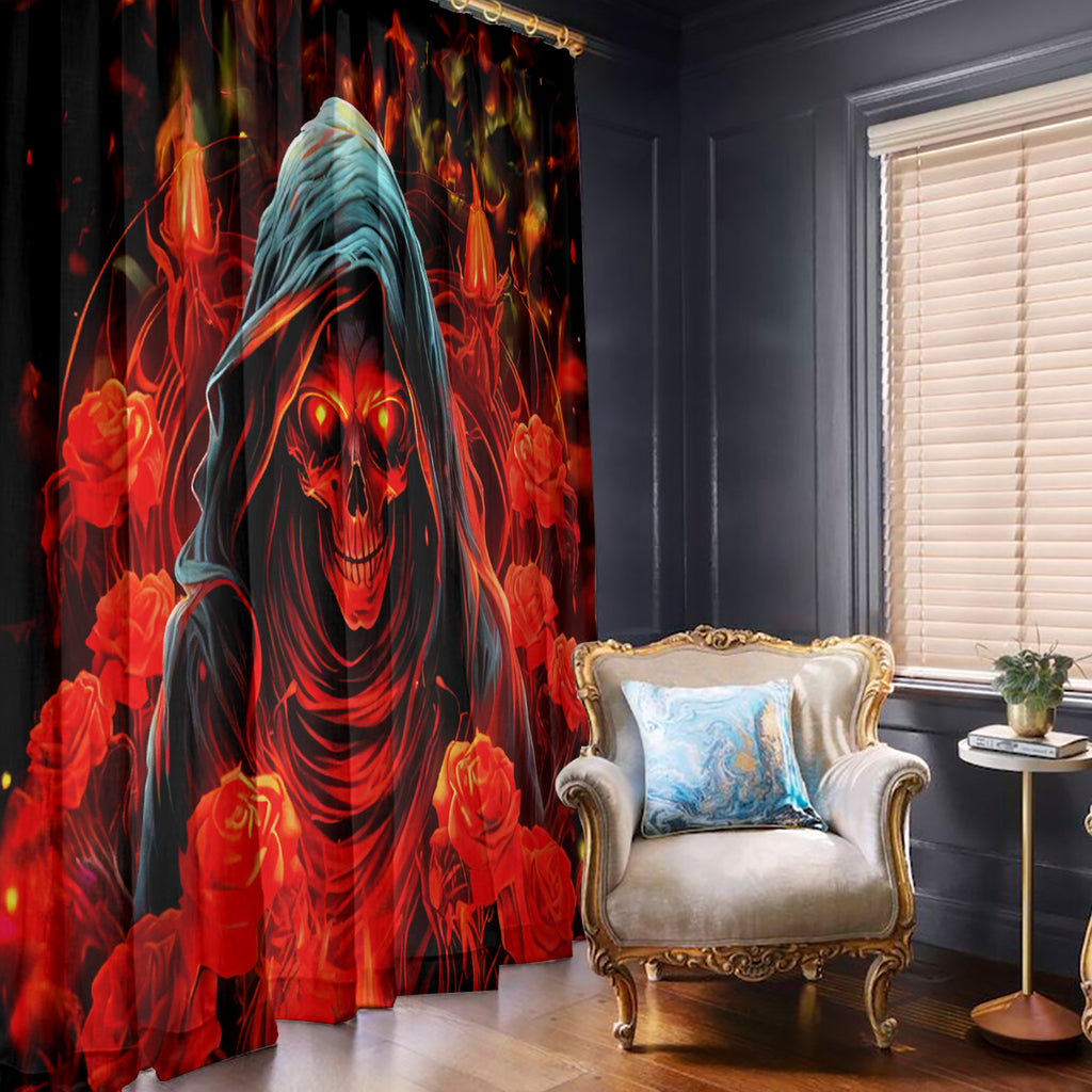 Rose Skull Window Curtain Iam Sweet Girl But If You Piss Me Off