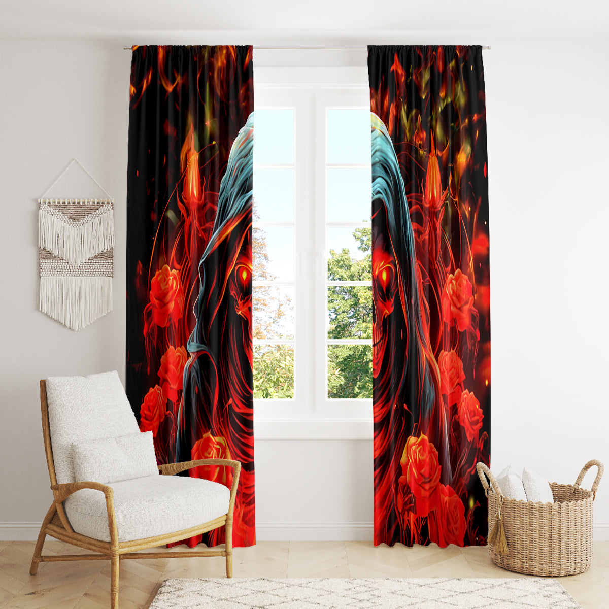Rose Skull Window Curtain Iam Sweet Girl But If You Piss Me Off
