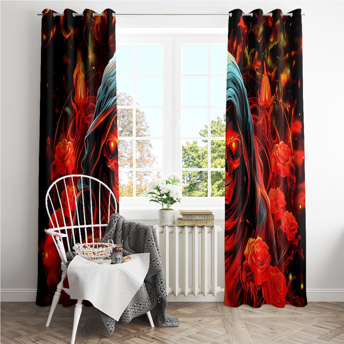 Rose Skull Window Curtain Iam Sweet Girl But If You Piss Me Off