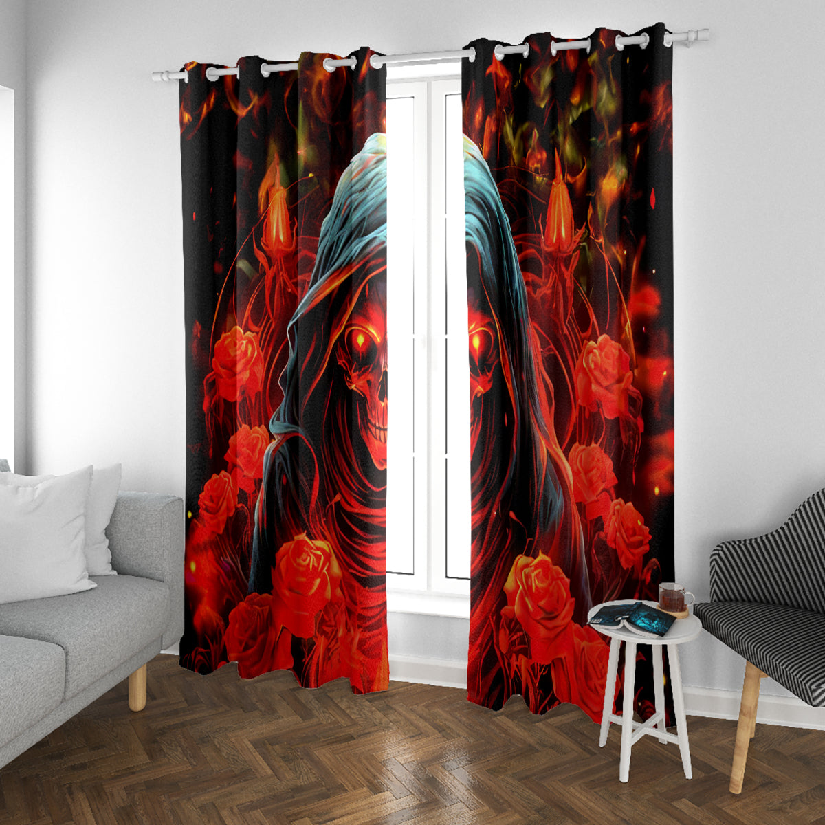 Rose Skull Window Curtain Iam Sweet Girl But If You Piss Me Off