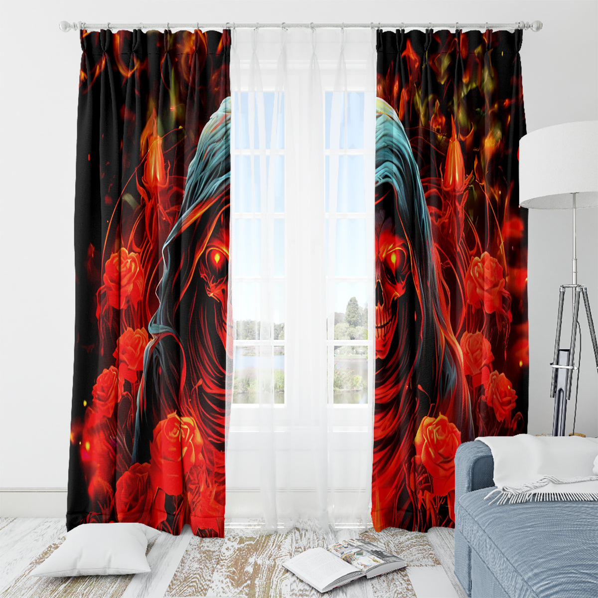 Rose Skull Window Curtain Iam Sweet Girl But If You Piss Me Off