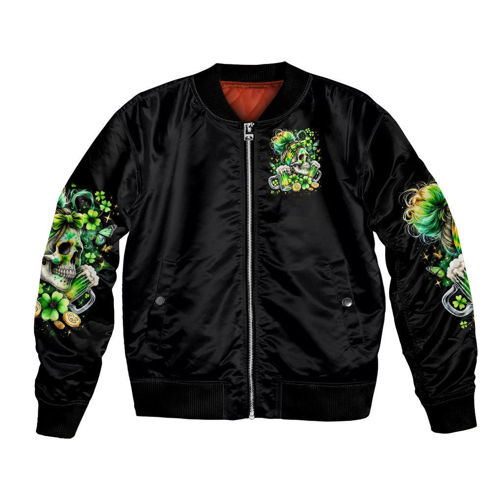Irish Skull Bomber Jacket Drink Up Bitches