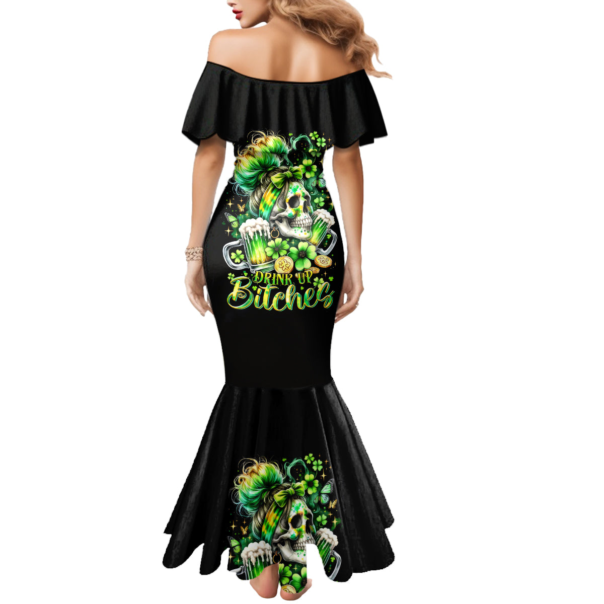 Irish Skull Mermaid Dress Drink Up Bitches