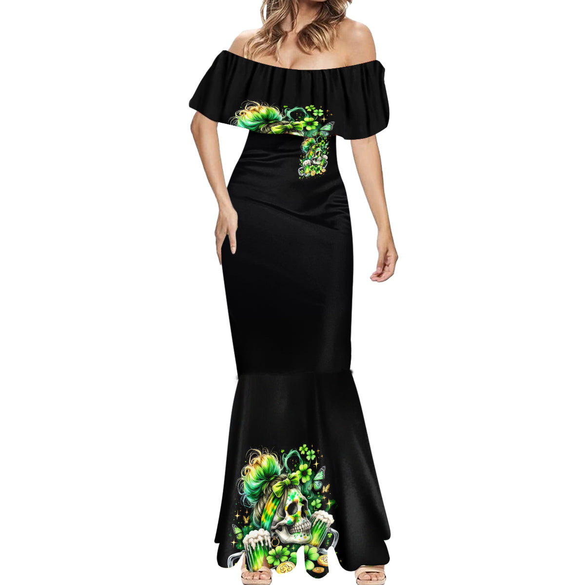 Irish Skull Mermaid Dress Drink Up Bitches