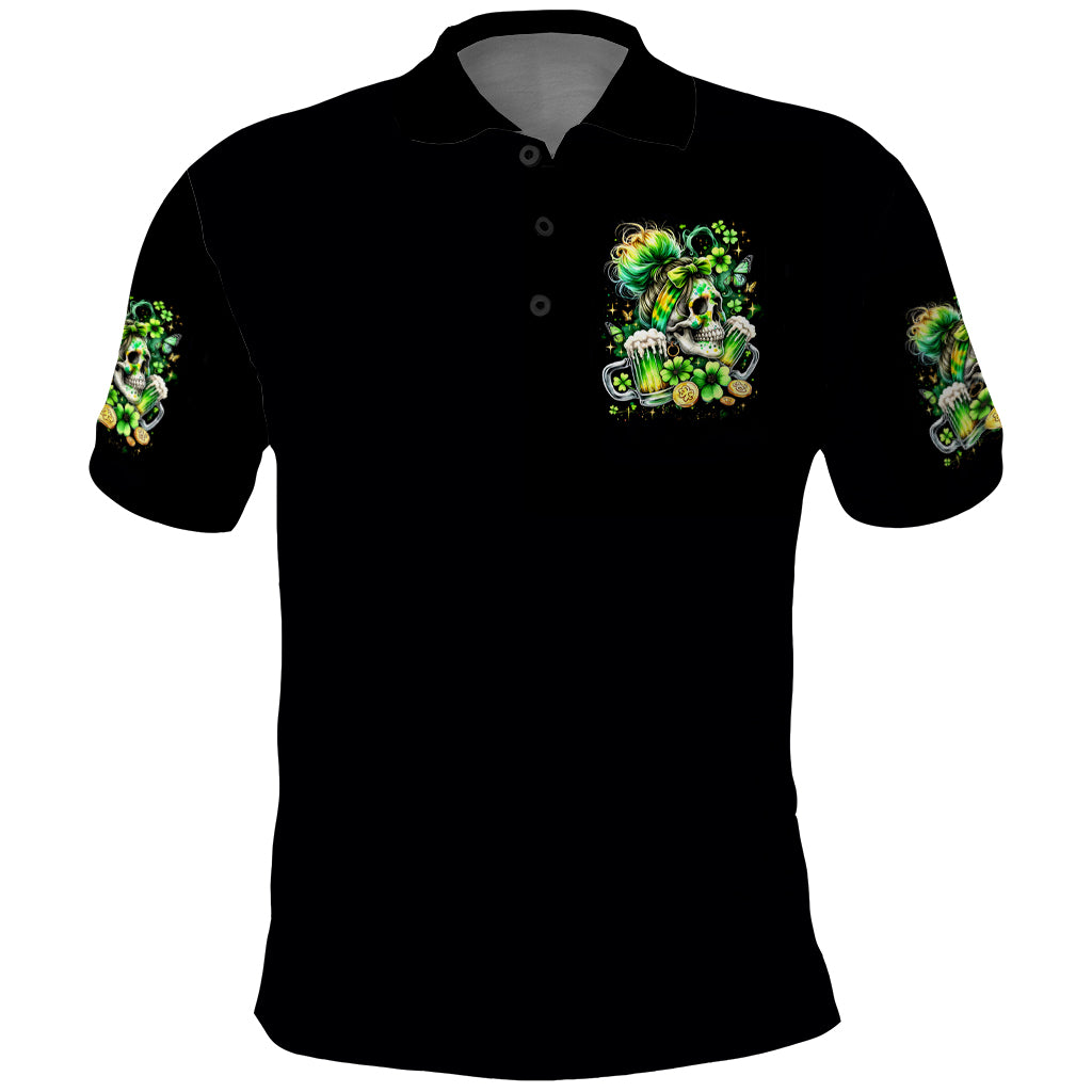 Irish Skull Polo Shirt Drink Up Bitches