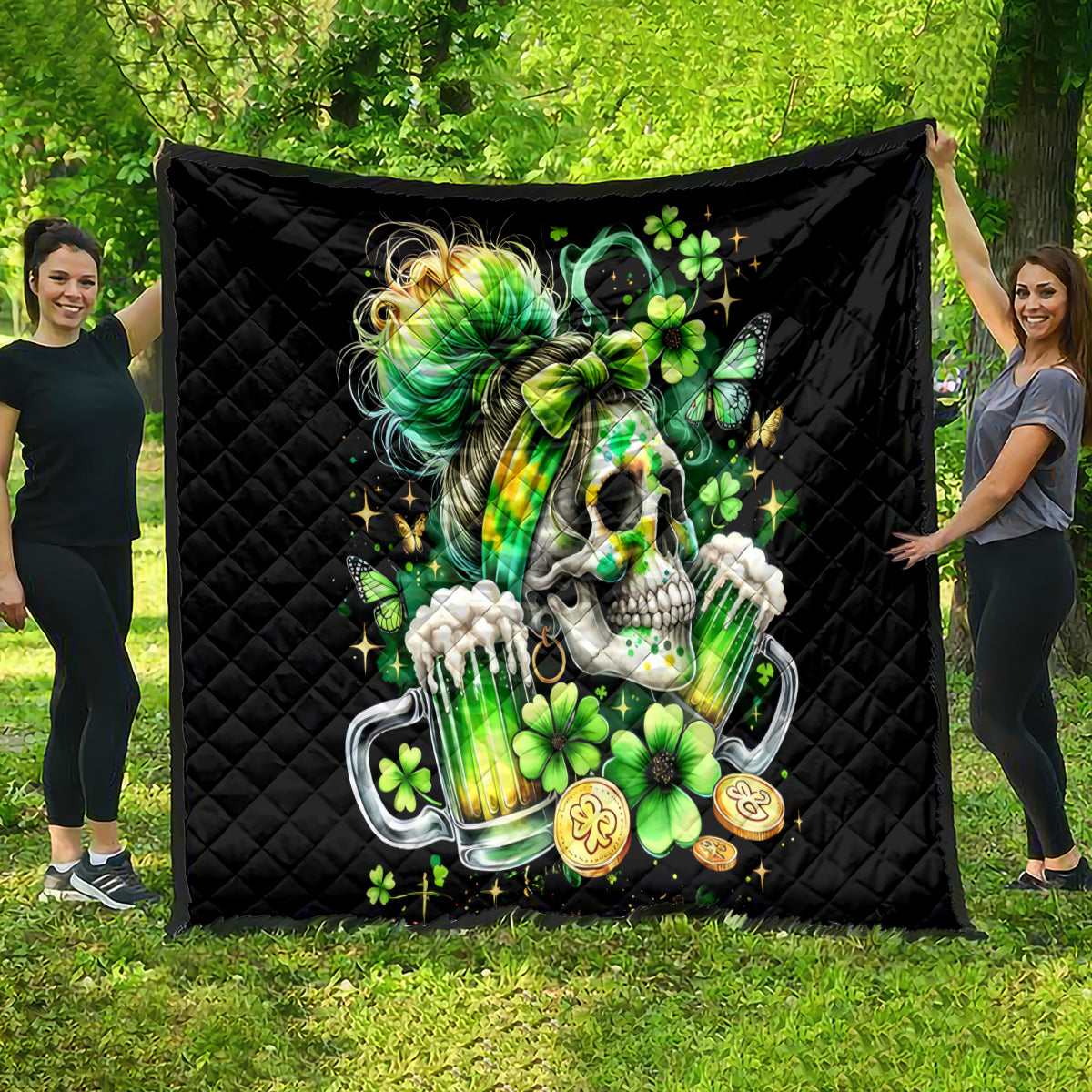 Irish Skull Quilt Drink Up Bitches