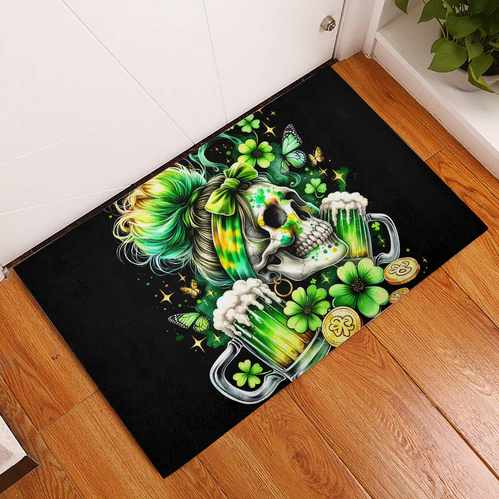 Irish Skull Rubber Doormat Drink Up Bitches