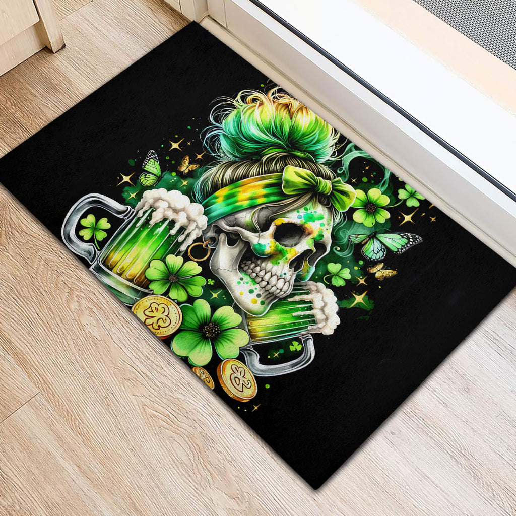 Irish Skull Rubber Doormat Drink Up Bitches