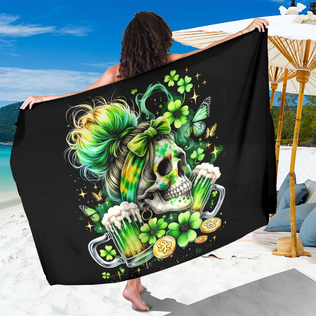 Irish Skull Sarong Drink Up Bitches