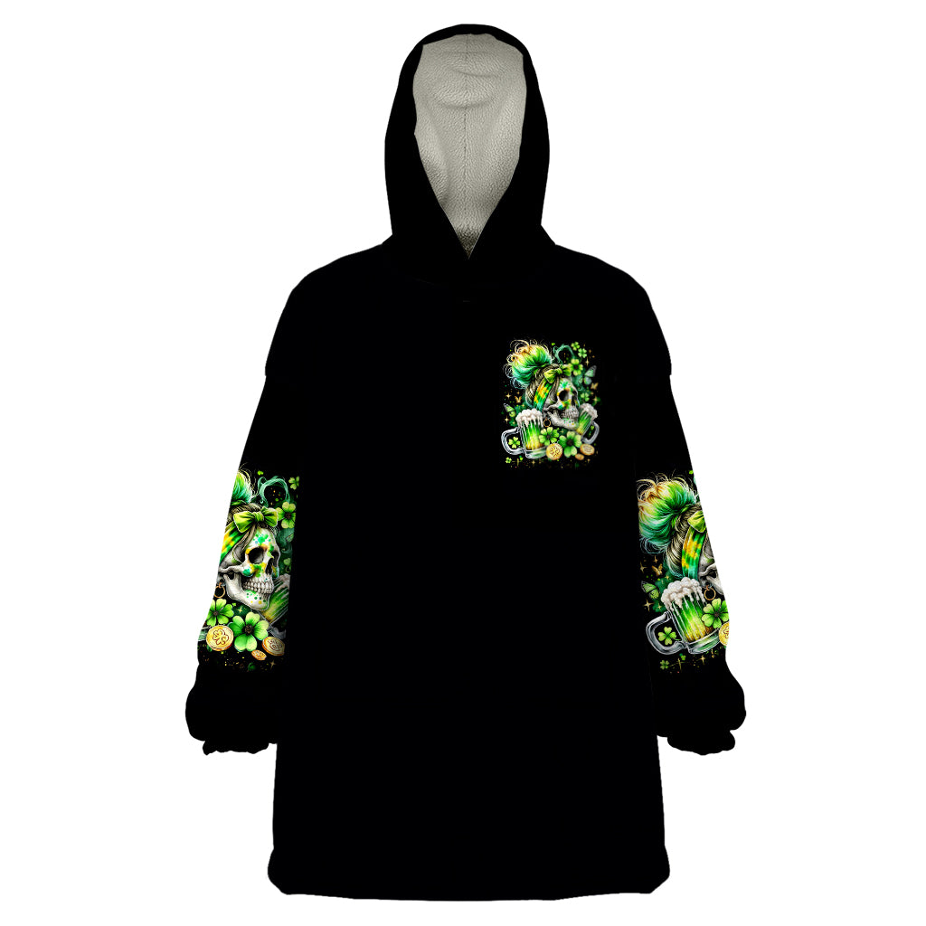 Irish Skull Wearable Blanket Hoodie Drink Up Bitches