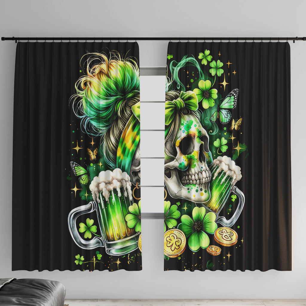 Irish Skull Window Curtain Drink Up Bitches