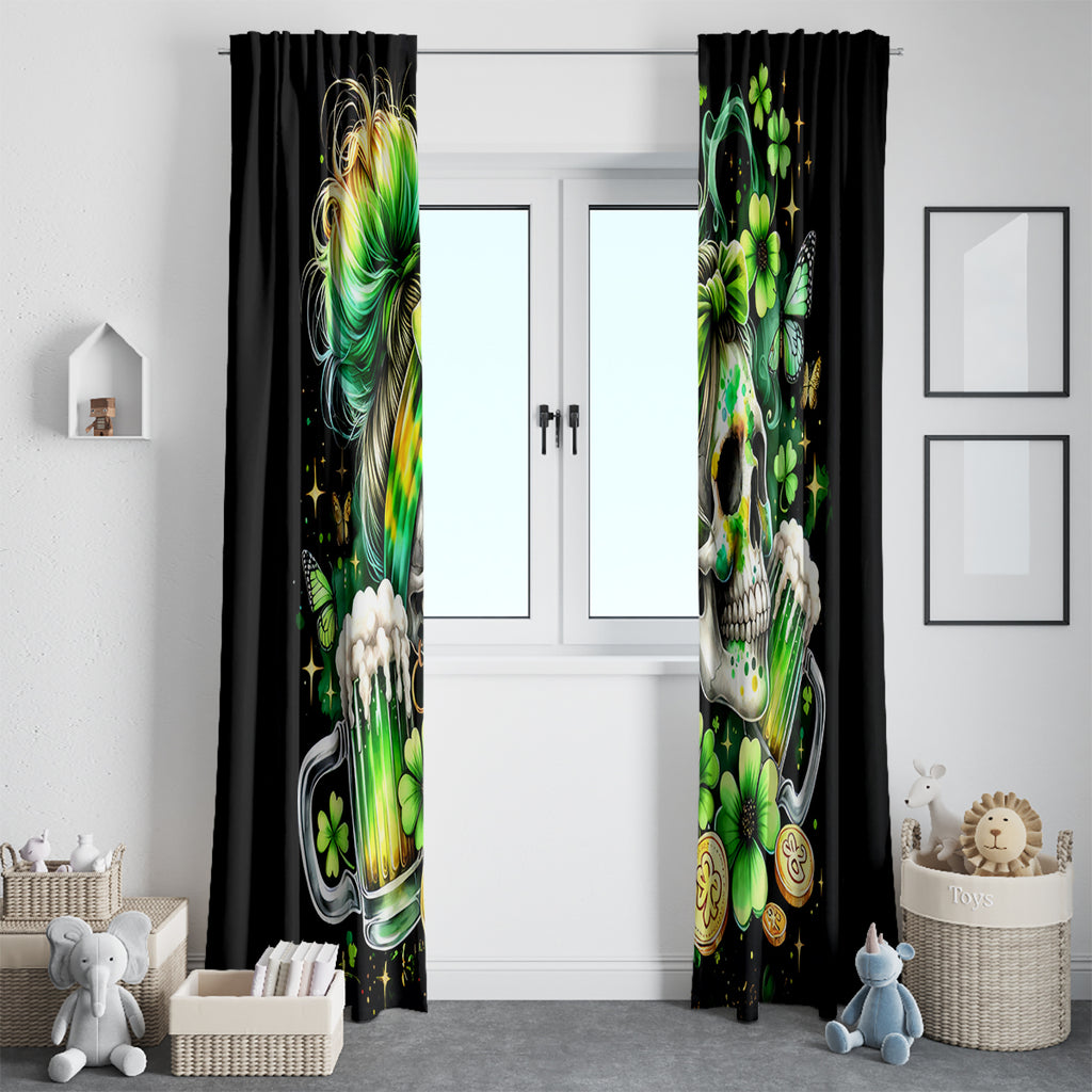 Irish Skull Window Curtain Drink Up Bitches