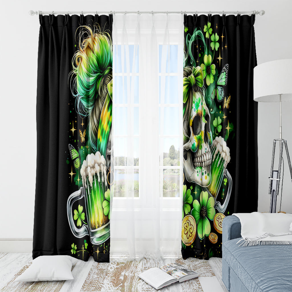 Irish Skull Window Curtain Drink Up Bitches