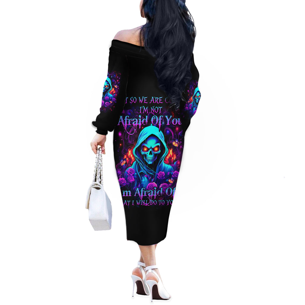 Rose Skull Off The Shoulder Long Sleeve Dress Just So We Are Clear I'm Not Afraid Of You