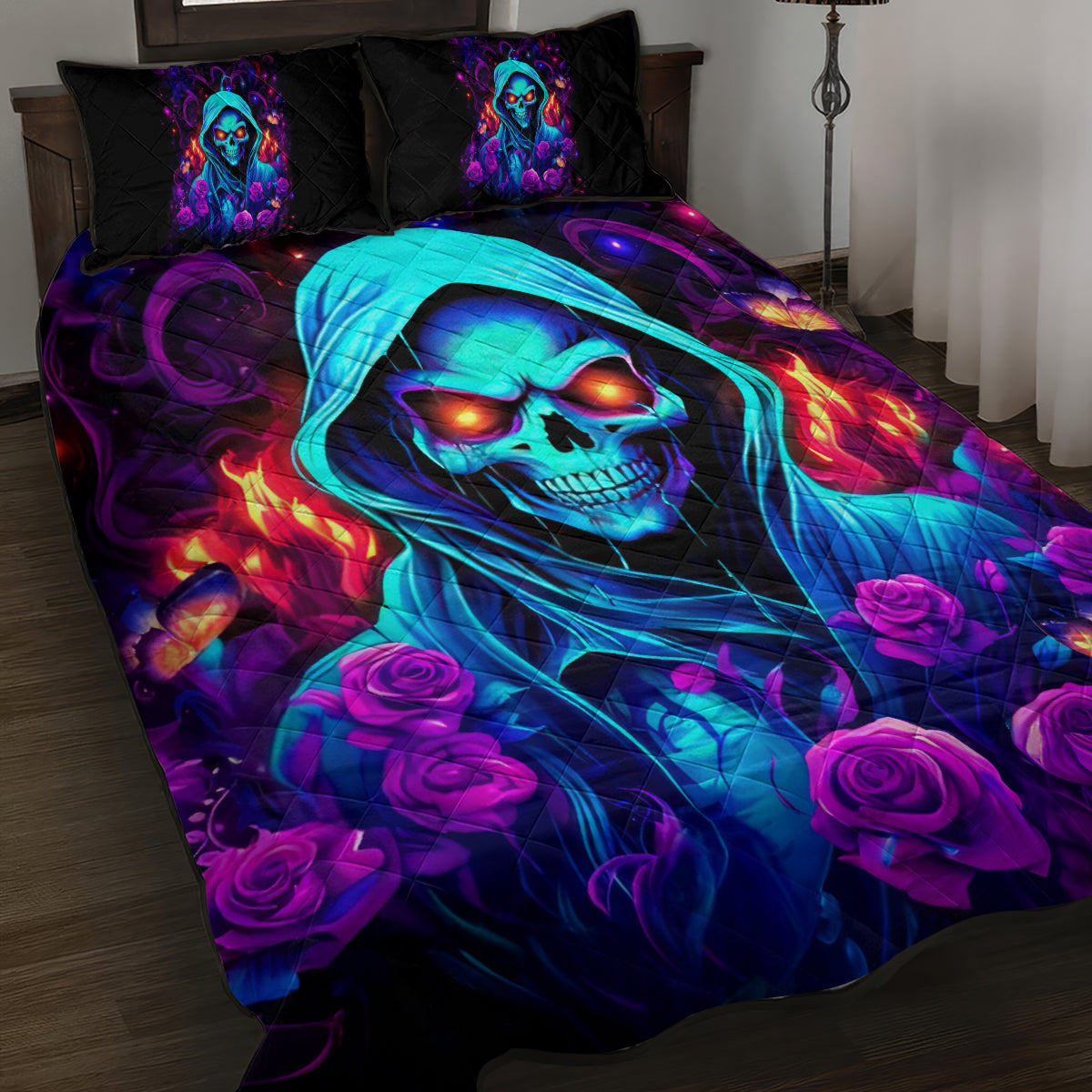Rose Skull Quilt Bed Set Just So We Are Clear I'm Not Afraid Of You