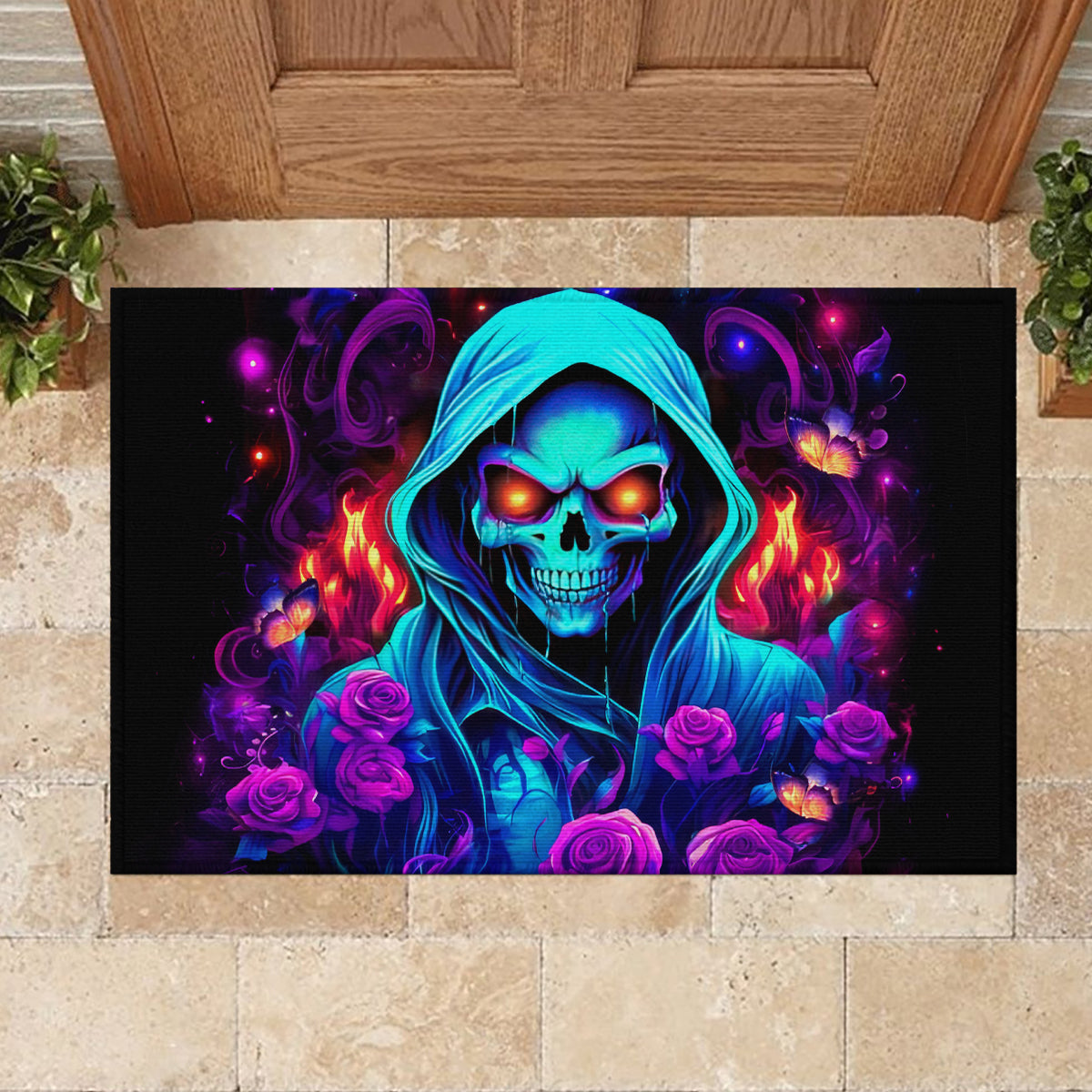 Rose Skull Rubber Doormat Just So We Are Clear I'm Not Afraid Of You