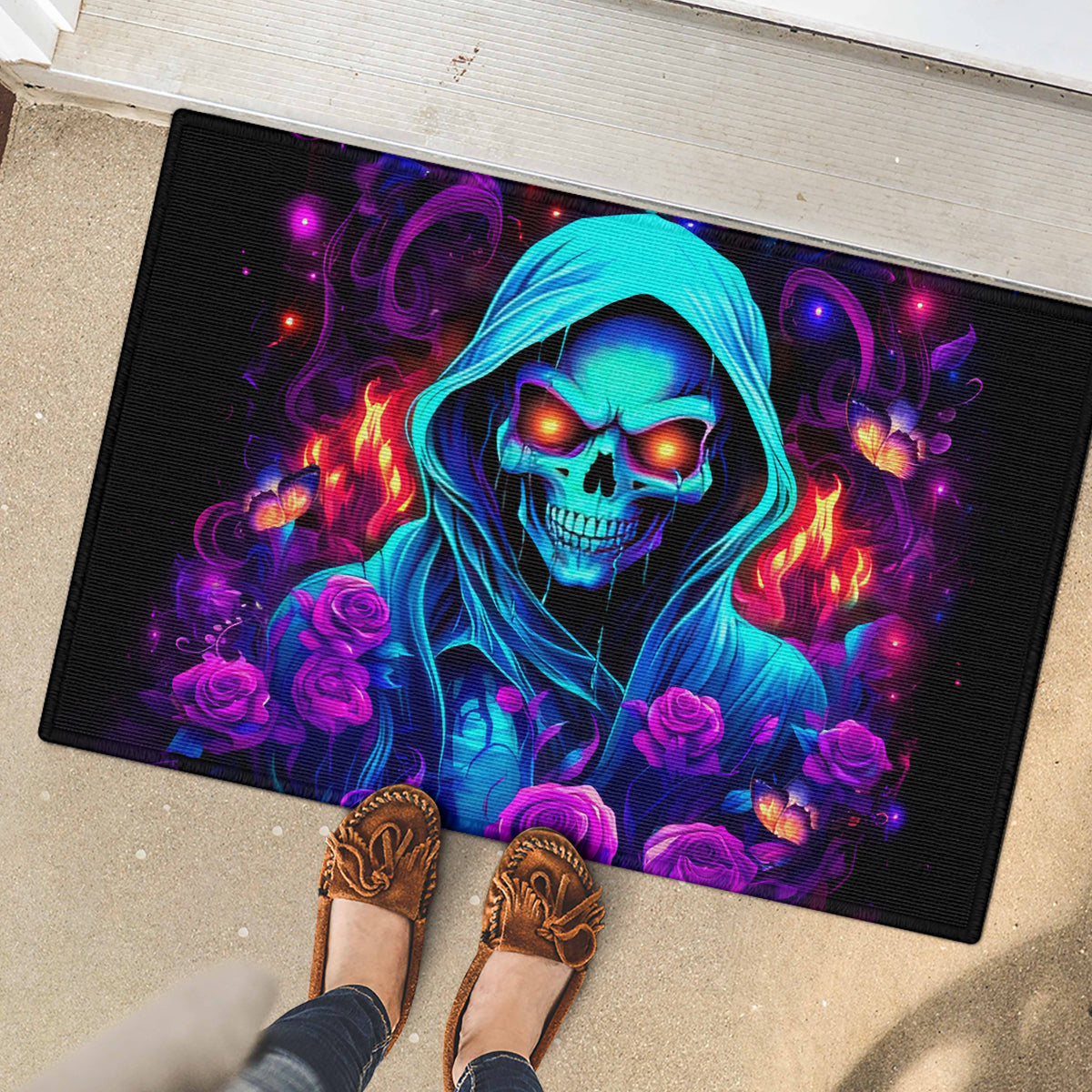 Rose Skull Rubber Doormat Just So We Are Clear I'm Not Afraid Of You