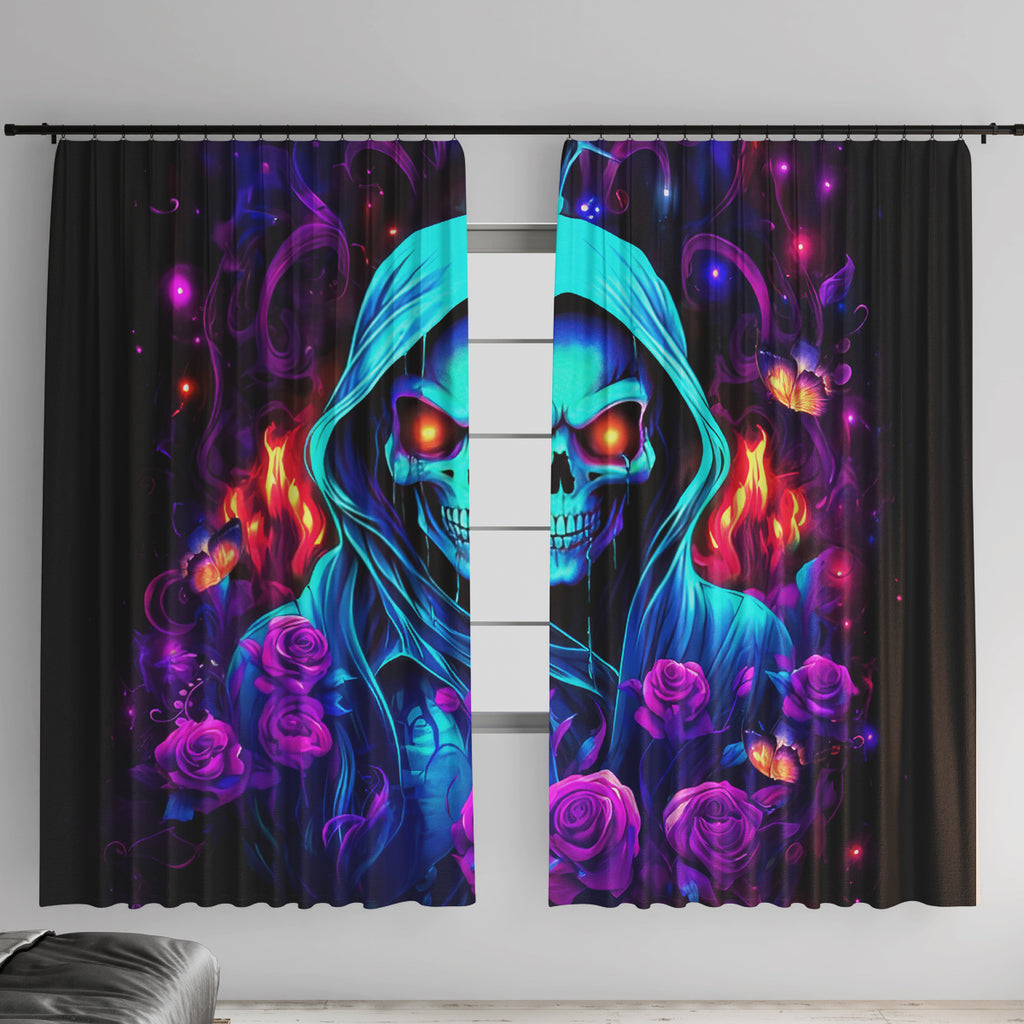Rose Skull Window Curtain Just So We Are Clear I'm Not Afraid Of You