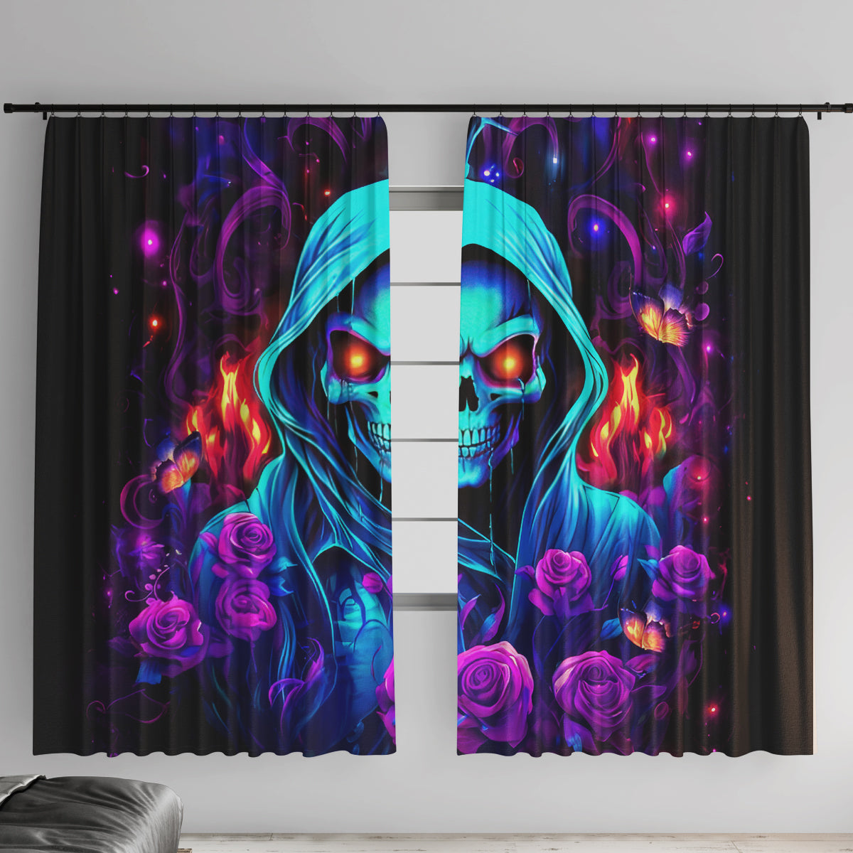 Rose Skull Window Curtain Just So We Are Clear I'm Not Afraid Of You