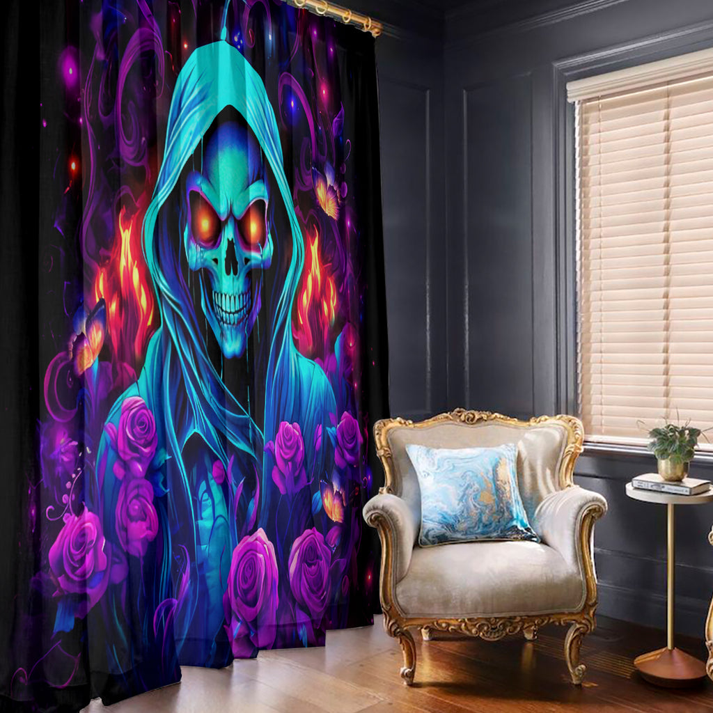 Rose Skull Window Curtain Just So We Are Clear I'm Not Afraid Of You