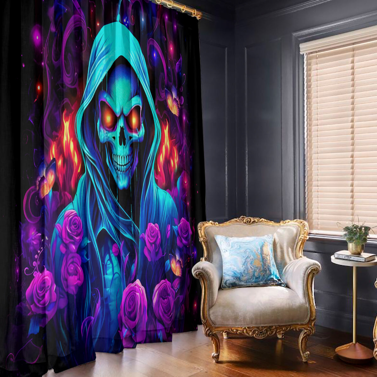 Rose Skull Window Curtain Just So We Are Clear I'm Not Afraid Of You