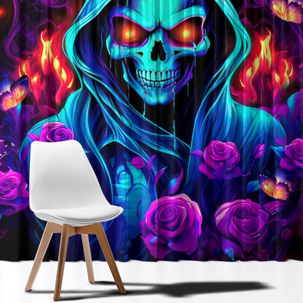 Rose Skull Window Curtain Just So We Are Clear I'm Not Afraid Of You