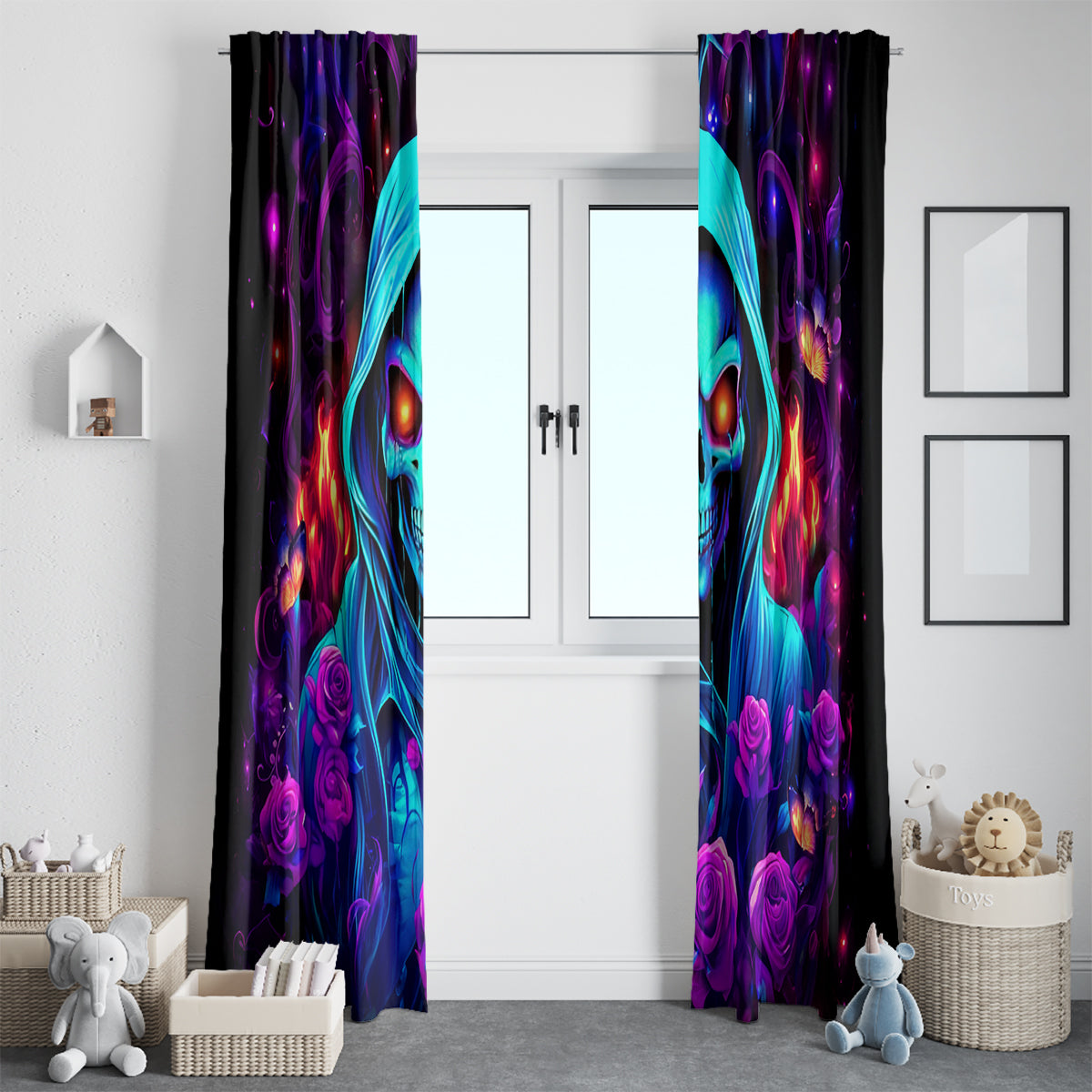 Rose Skull Window Curtain Just So We Are Clear I'm Not Afraid Of You