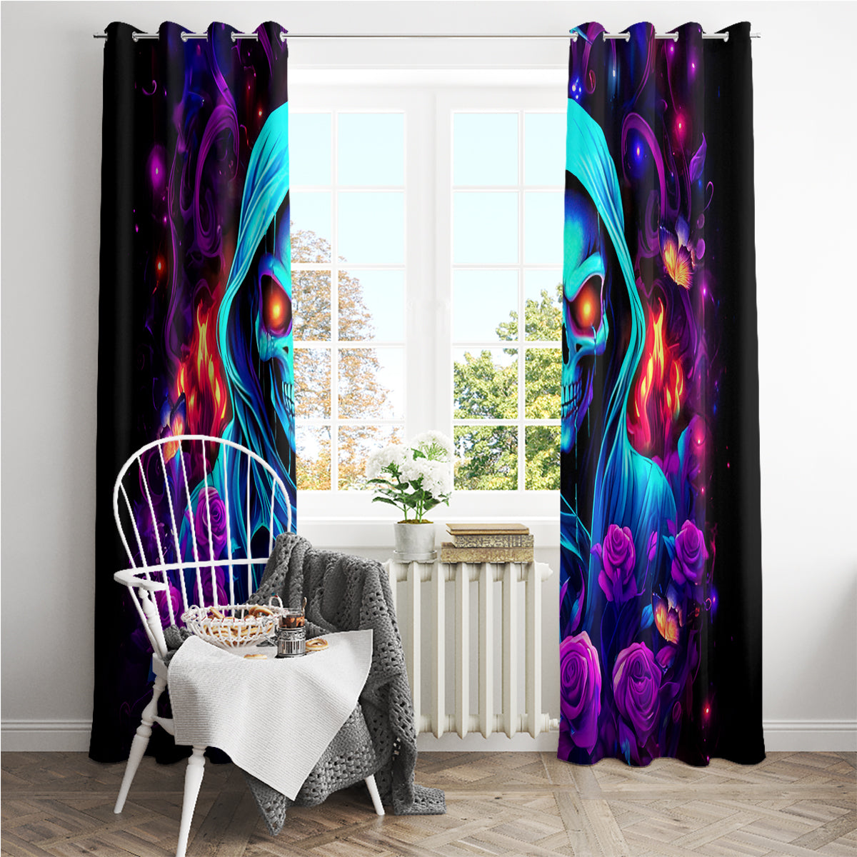 Rose Skull Window Curtain Just So We Are Clear I'm Not Afraid Of You