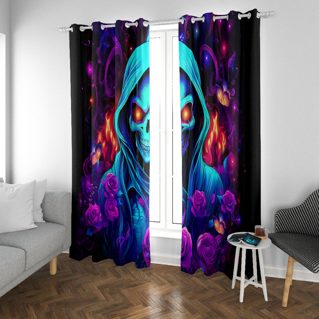 Rose Skull Window Curtain Just So We Are Clear I'm Not Afraid Of You